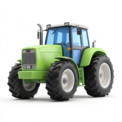 Obraz premium Green cartoon tractor vehicle isolated isolated on white background