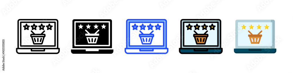 Poster online shopping icon collection with multiple styles