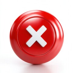 Obraz premium Red circle with white cross symbol isolated on white background