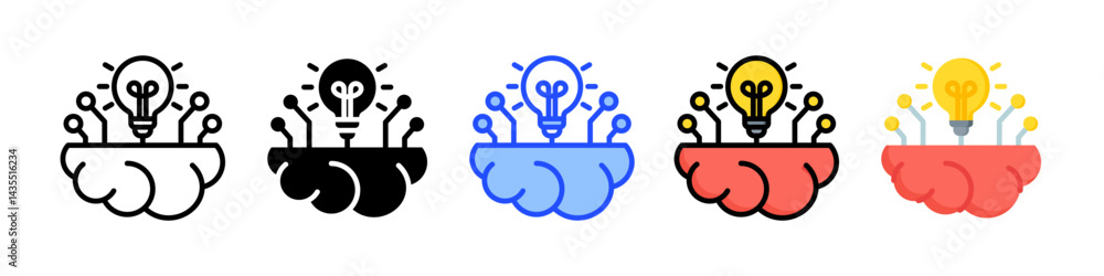 Poster ai creativity icon collection with multiple styles
