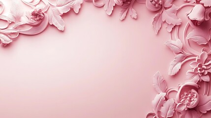 Fototapeta premium Pink Floral 3D Ornament Frame.