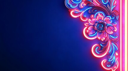 Neon Floral Ornament Corner Design.