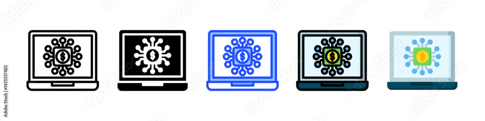 Poster digital finance icon collection with multiple styles