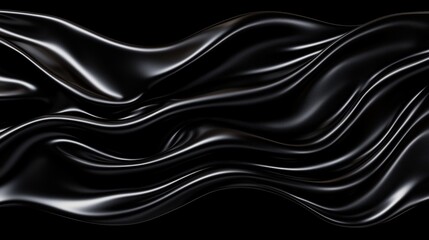 Obraz premium A black, shiny, and smooth fabric with a wavy texture.