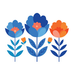 Blue flower watercolor art triptych wall art vector 1.
