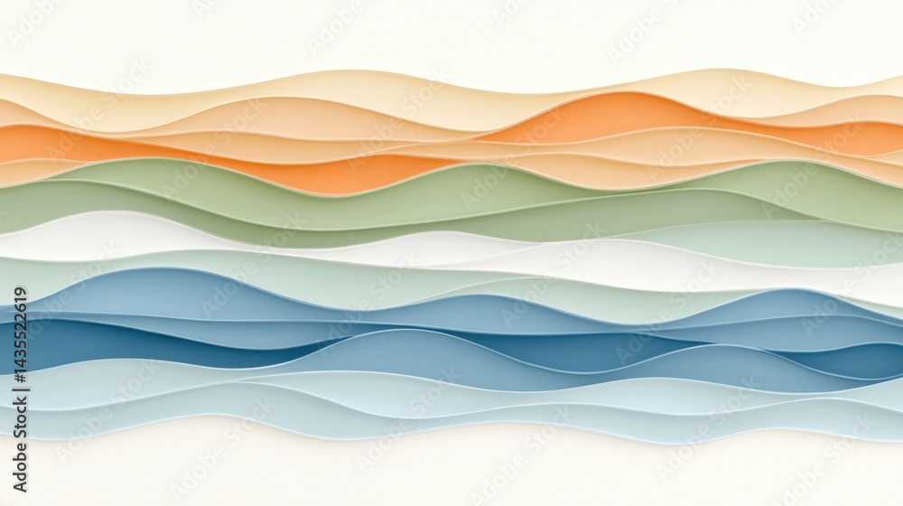 Poster a vibrant abstract composition of overlapping waves in various colors and shades.
