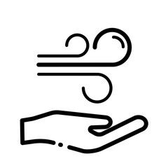 hand with wind symbol, wind energy – vector icon