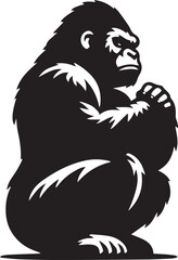 Obraz premium Gorilla Silhouette Vector Set – Powerful Wild Animal Graphics for Logos, Prints, and Designs