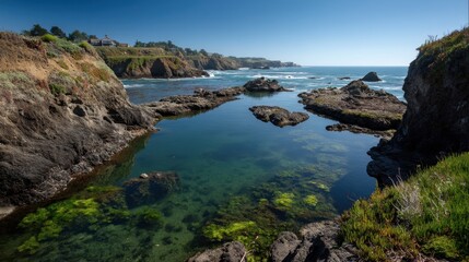 Fototapeta premium Breathtaking Mendocino Coastal Views: A Snapshot of California's Pristine Ocean and Tide Pools