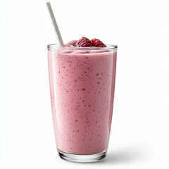 Refreshing Berry Smoothie in Clear Glass with Straw for Healthy Breakfast Content