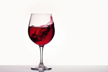 Rich red wine, swirling in glass against pure white , wine glass, grape