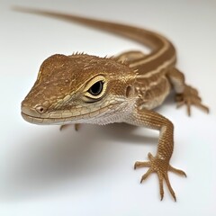 Naklejka premium Close-up of butterfly agama lizard showing colorful skin and scales white background