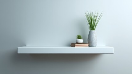 Stunning 3D Rendering of a Floating Shelf, Showcasing Vibrant Colors and Clean Aesthetic Design for Unique Wall Decor Inspiration
