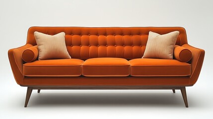 Fototapeta premium Vintage inspired orange three seat sofa style high resolution image