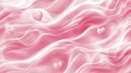 Obraz premium Pink Silk Waves with Hearts Background.