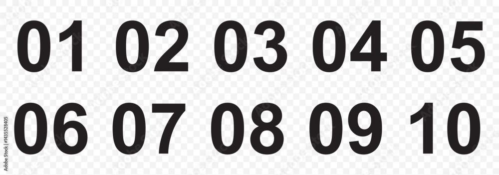 Poster bullet points icon set in line style, simple round numbers in flat style, set of 1-10 numbers simple