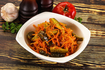 Salad with korean carrot and cucumber