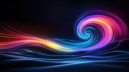 Obraz premium Vibrant swirling wave design with colorful light effects