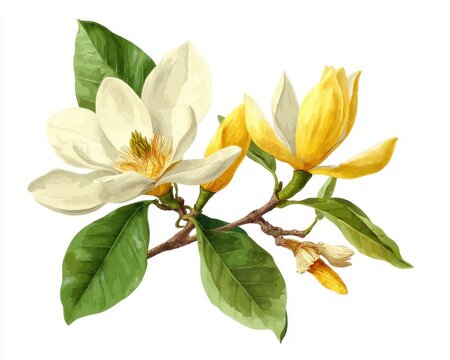 Champa Blossom Against a Pure White Canvas: A Celebration of Nature's Beauty in Yellow