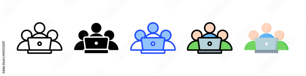 Poster mentoring icon collection with multiple styles