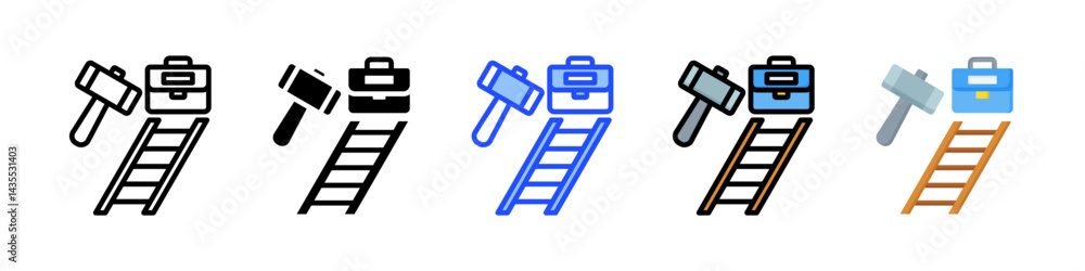 Poster career crafter icon collection with multiple styles