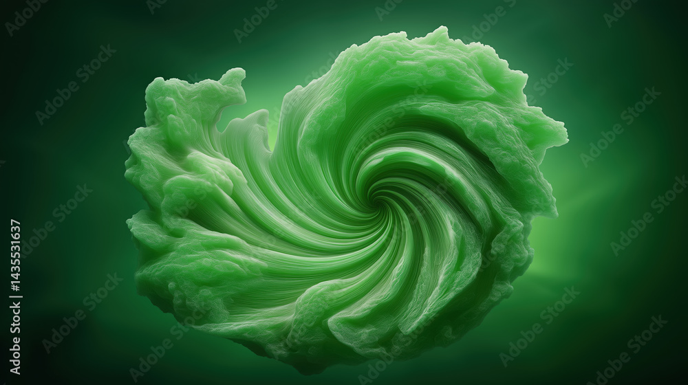 Poster swirling green abstract shape with a mesmerizing texture