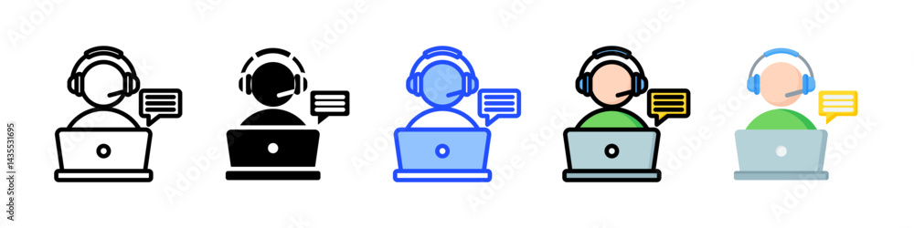 Poster online learning icon collection with multiple styles