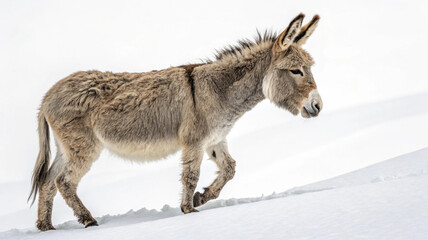 Obraz premium Realistic Donkey Profile on White