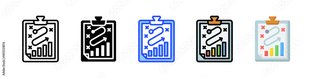 Poster sales strategy icon collection with multiple styles