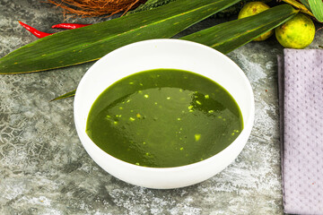 Green spinach cream vegan soup