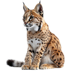 Obraz premium Isolated Transparent Die cut, Majestic Lynx Sitting Gracefully in Natural Habitat Landscape