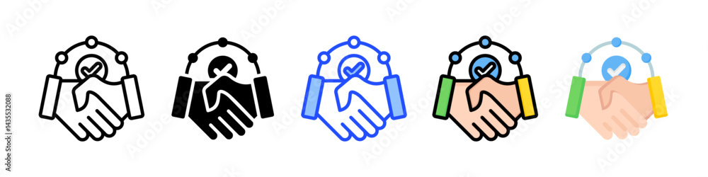Poster negotiation icon collection with multiple styles