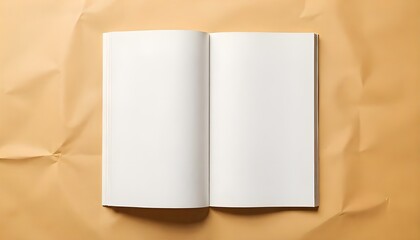 Folded zine cover mockup with editable design area, placed on wrinkled brown paper background