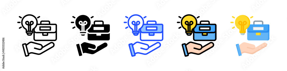 Poster intrapreneurship icon collection with multiple styles