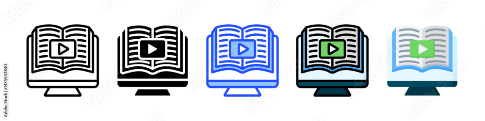 Poster online course icon collection with multiple styles
