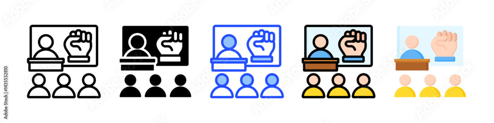 Poster Motivation Icon Collection With Multiple Styles