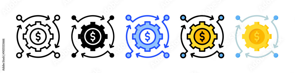 Poster business automation icon collection with multiple styles