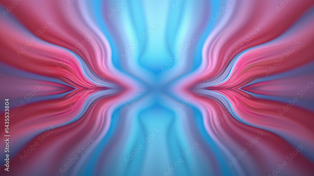 Aufkleber abstract waves of blue and pink flowing in symmetrical patterns for visual art design