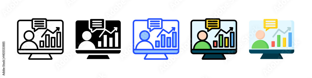 Poster training icon collection with multiple styles