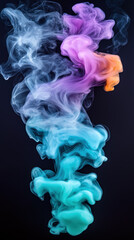 Fototapeta premium Colorful smoke swirls create captivating patterns in dark background