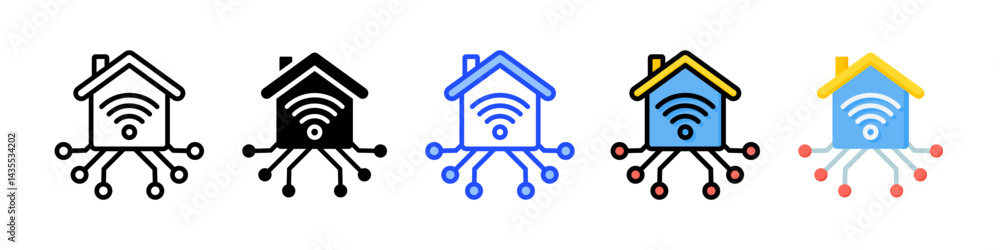 Poster smart home icon collection with multiple styles