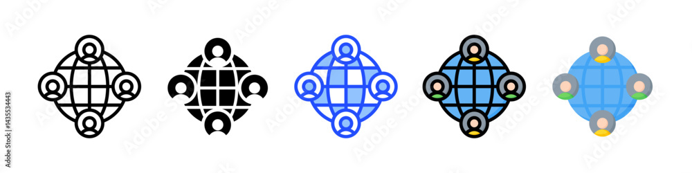 Poster virtual meeting icon collection with multiple styles