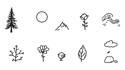 Nature Silhouette line art design for modern minimalist decor