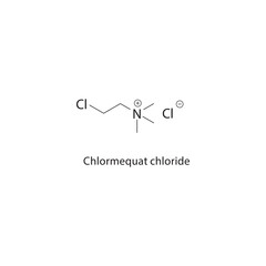 Chlormequat chloride skeletal structure. Plant Growth Regulator compound schematic illustration. Simple diagram, chemical formula.