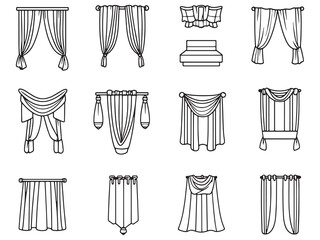 Custom-Made Curtains line art icon modern interior design