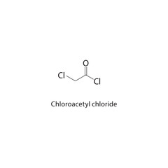 Chloroacetyl chloride skeletal structure. Acyl Chloride compound schematic illustration. Simple diagram, chemical formula.