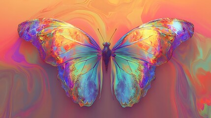 Vibrant butterfly on abstract colorful background, vibrant design