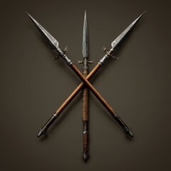 Naklejka premium Illustration of Intersecting Steel Spears: A Fusion of Ancient Fantasy and Medieval Weaponry