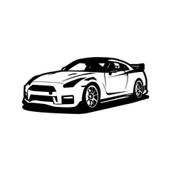 vector sports car monochrome black and white style