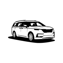 Fototapeta premium vector mpv car black and white silhouette design illustration
